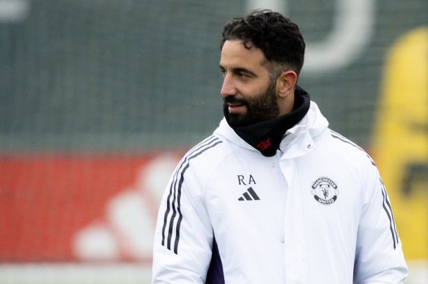 Ruben Amorim during a Manchester United training session at Carrington