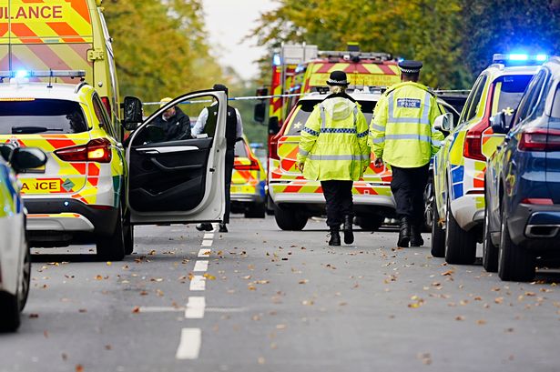 Emergency services at the scene of an incident at Heaton Park Hebrew Congregation