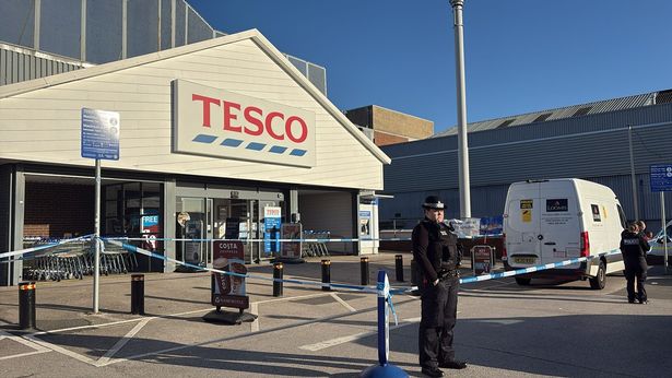 Merseyside Police cordoned off a Loomis van outside Tesco on Overton Street