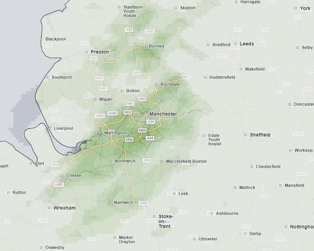 This Met Office weather map shows a break in the clouds above Greater Manchester at around 7pm tonight