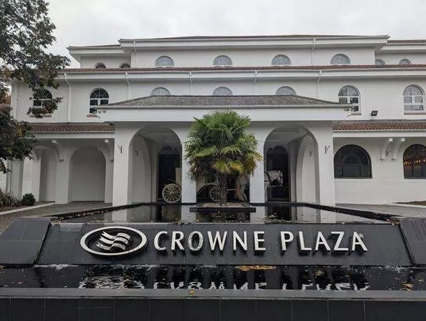 Outside the Crowne Plaza