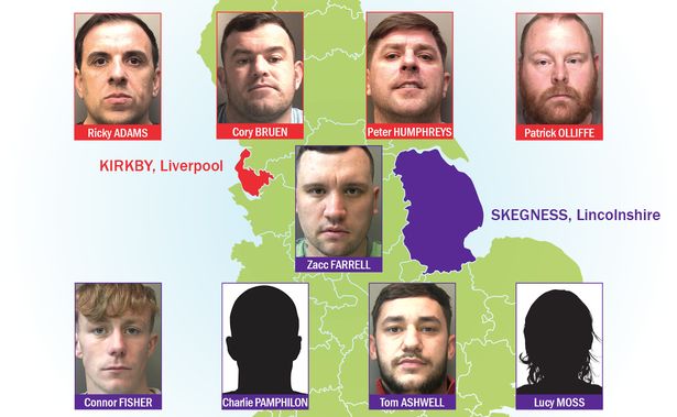 The men convicted after multi-million pound drug conspiracy between Lincolnshire and Liverpool. Those with silhouette pictures received suspended sentences