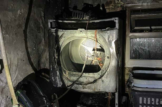 A tumble dryer which caught on fire