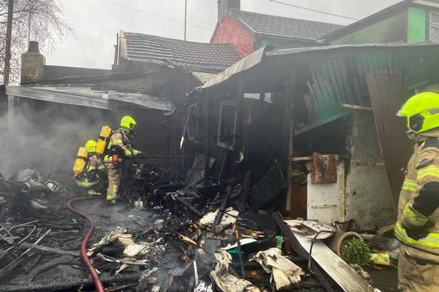 Fire crews at a property in Llanelli on Tuesday 