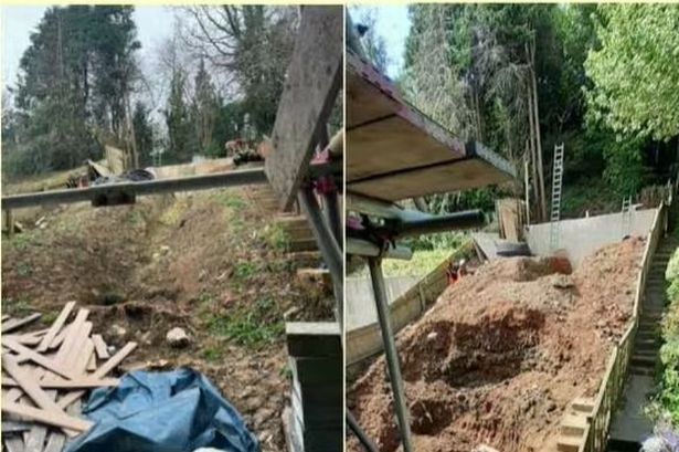 The ground works behind the house in Redland