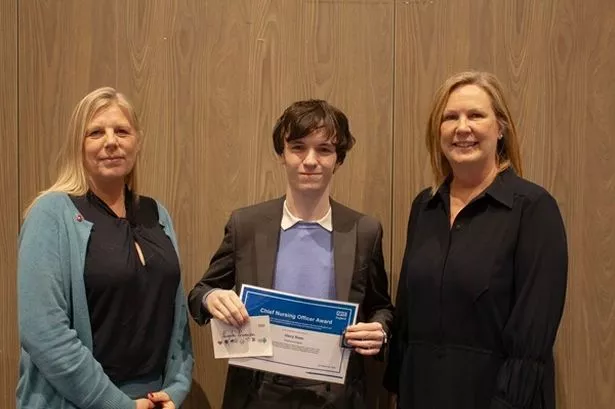Harry Ross, centre, with Victoria Bagshaw (left) and Jenny Hinchcliffe (right)