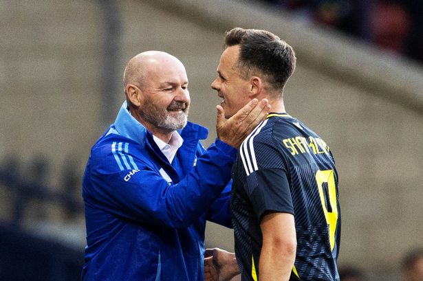 Lawrence Shankland celebrates his goal for Scotland against Finland
