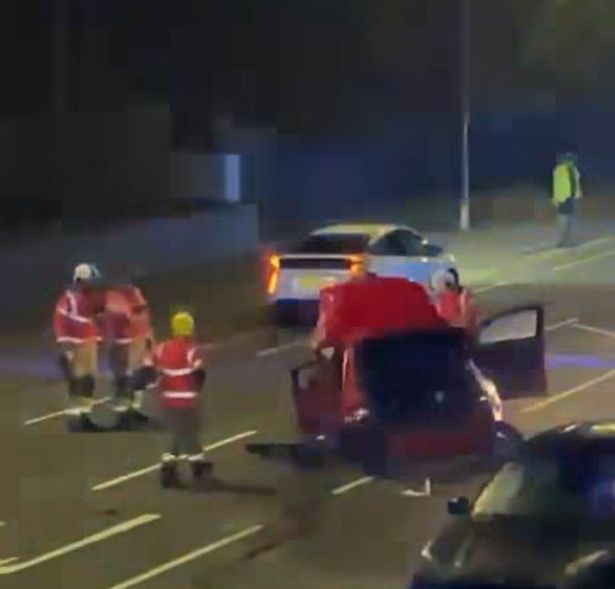 Firefighters working at the scene