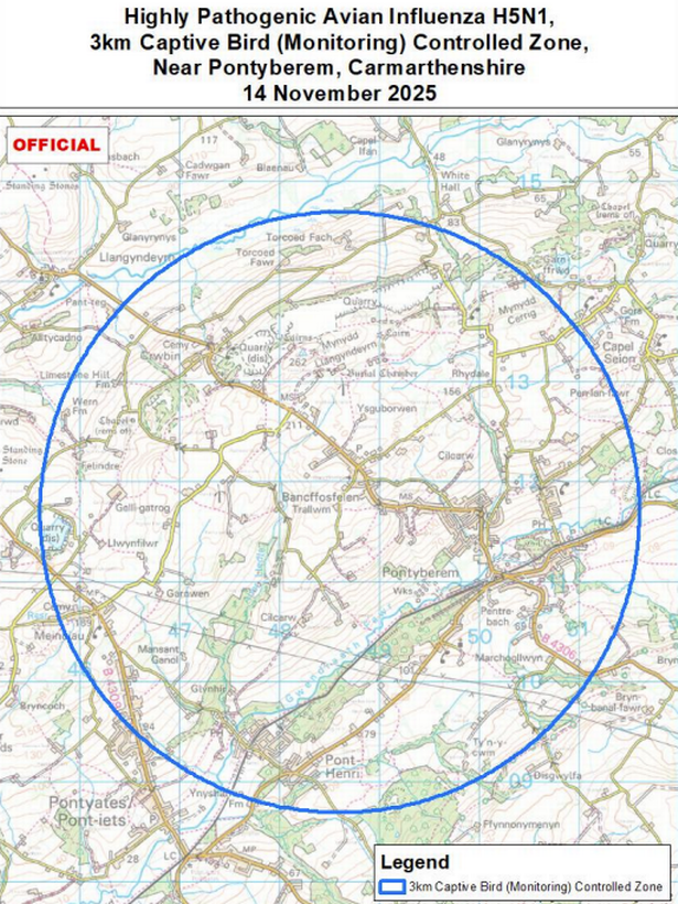 3km captive bird controlled zone 
