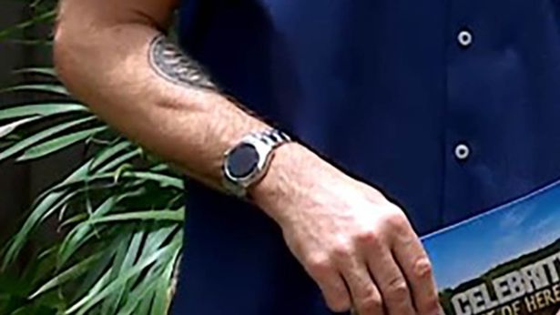 Close-up of Ant's covered watch on I'm A Celebrity