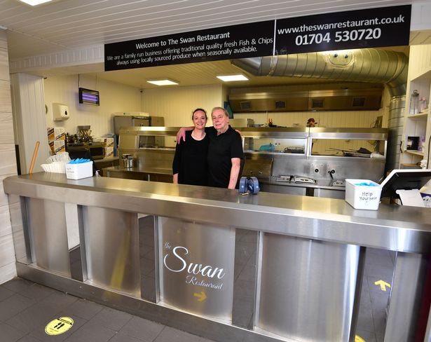 Swan restaurant Fish & Chips on Stanley Street, Southport pictured William Defty with his daughter Helen. Photo by Colin Lane
