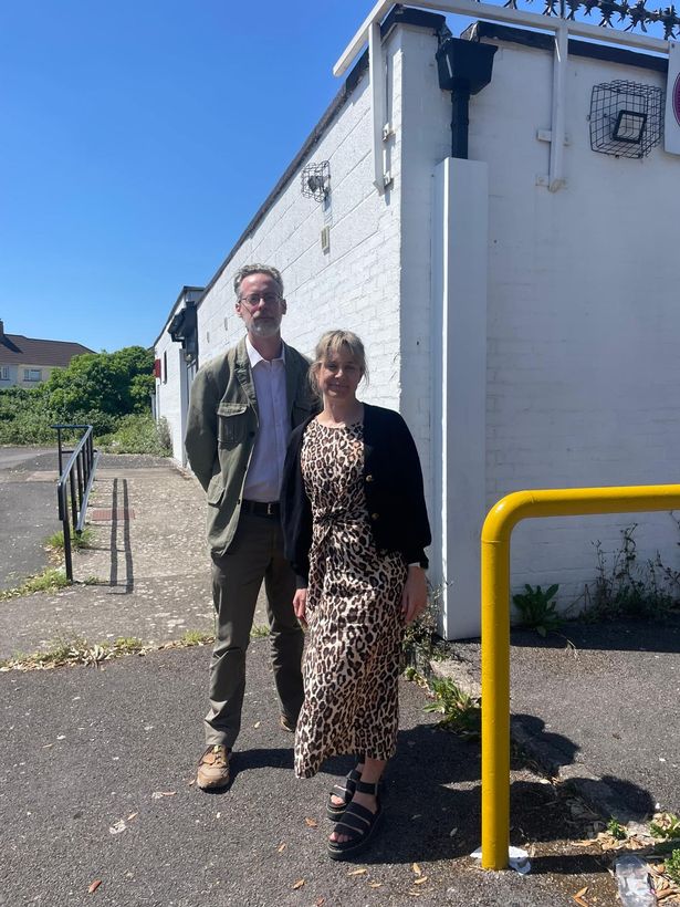 Cllr Rob Logan and Cllr Lisa Durston, (Lab, Filwood) outside the former Eagle House Youth Club in Knowle West.