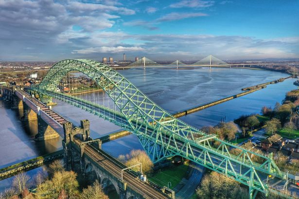 The Silver Jubilee and Mersey Gateway bridges between Runcorn and Widnes