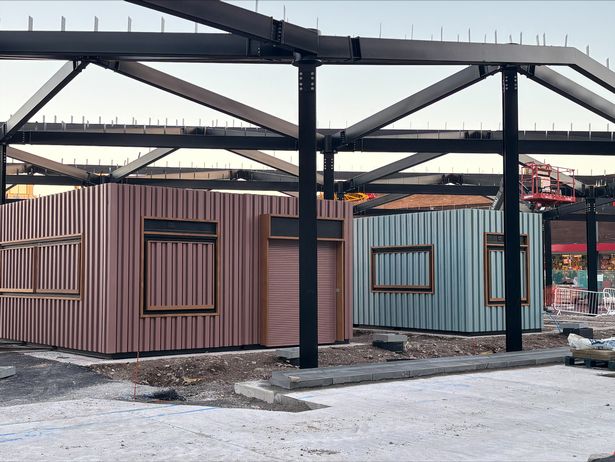 The new market kiosks have started to arrive at Ashton Market Square in Tameside