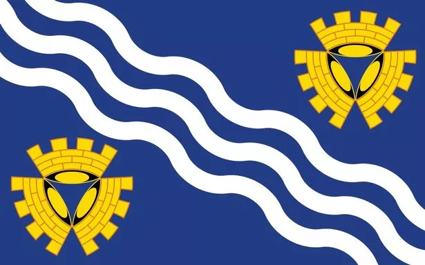 This is the flag of the short-lived Merseyside County Council, which was established in 1974 but was abolished in 1986