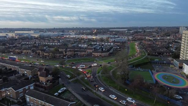 Congestion caused by the nearby Chester Road crash spilled onto roads on Castle Vale with Farnborough Road and Tangmere Drive pictured 