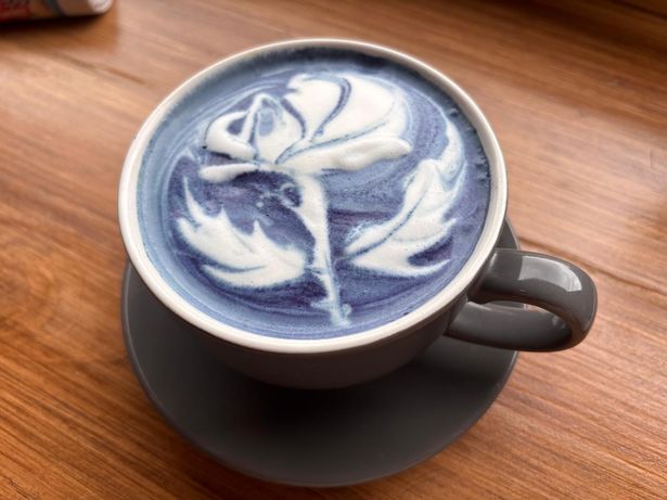 Hot blue matcha with white chocolate flavour from Sips & Stories on Smithdown Road