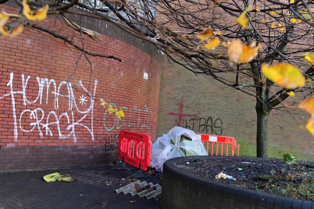 Graffiti on the walls in the Leeds Street area on the edge of the city centre