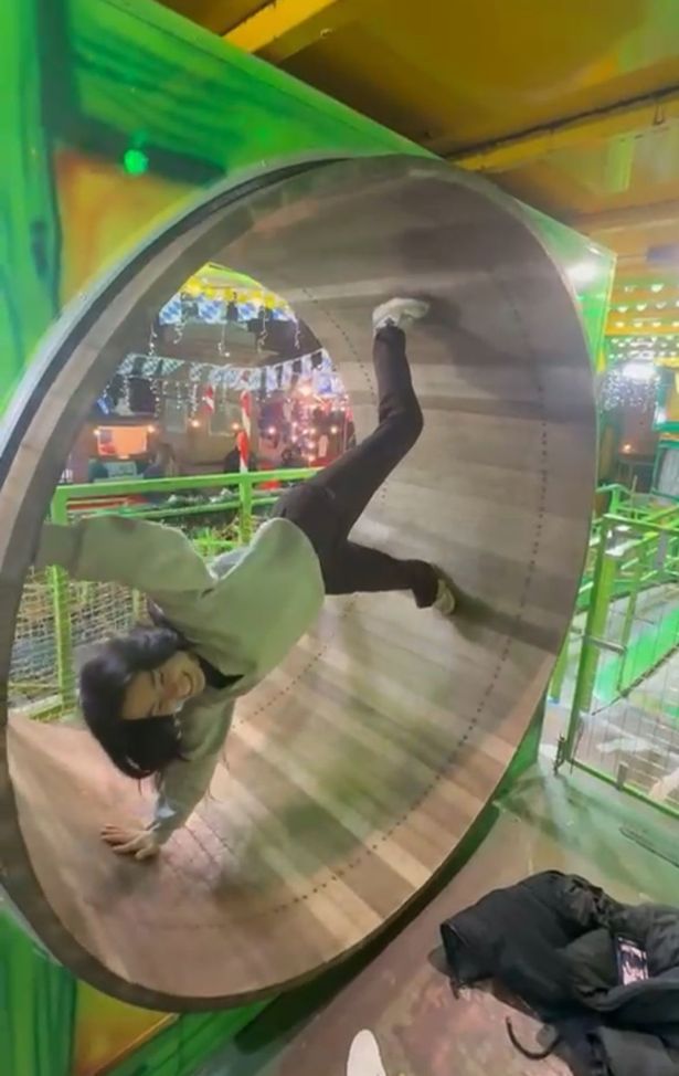 I tried my best to stay upright in the human hamster wheel and failed miserably