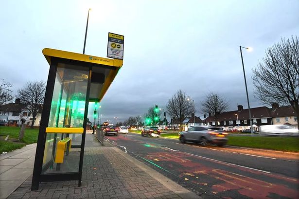 General photo of bus stop in Merseyside