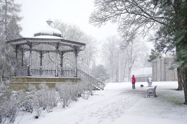 A wintry scene in Buxton, a town on the edge of the Peak District 