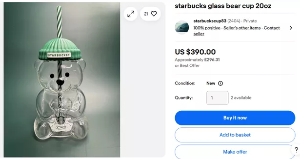 A cup on sale on eBay for £296. 