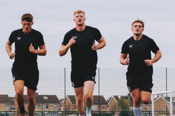 Hull FC trio Davy Litten, Harvey Barron, and Will Kirby in pre-season training. 