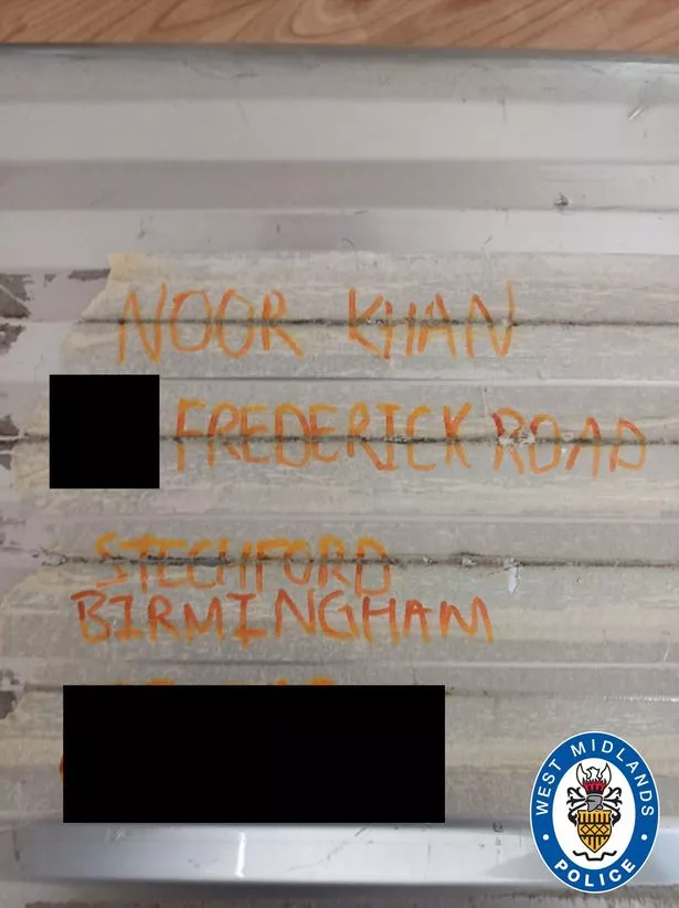 A suitcase was found with more than £20,000 worth of heroin and cocaine, which also had Noor Khan's name and home address on it 