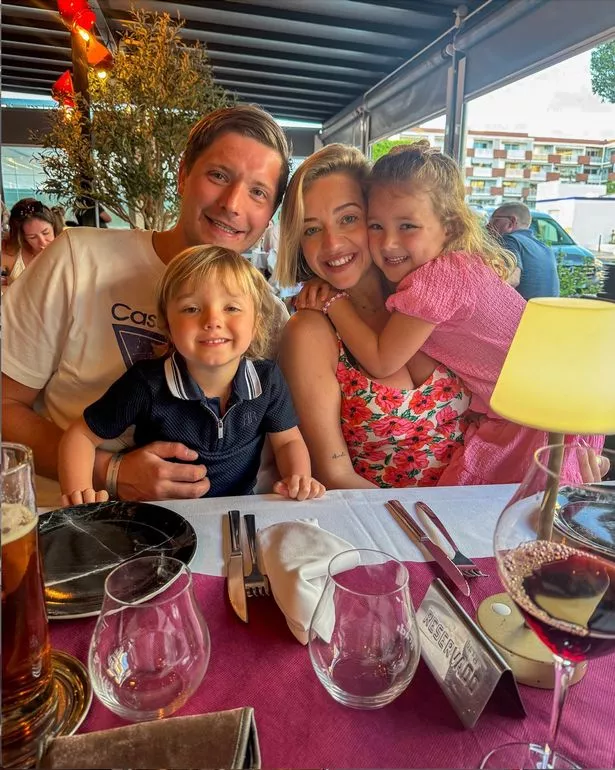 Kelsey Parker pictured with partner Will Lindsay and her two children she shared with late husband Tom Parker