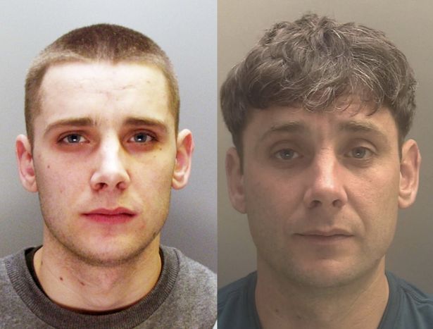 Martin Wilson - (left) following his conviction for burglary and (right) following his murder conviction