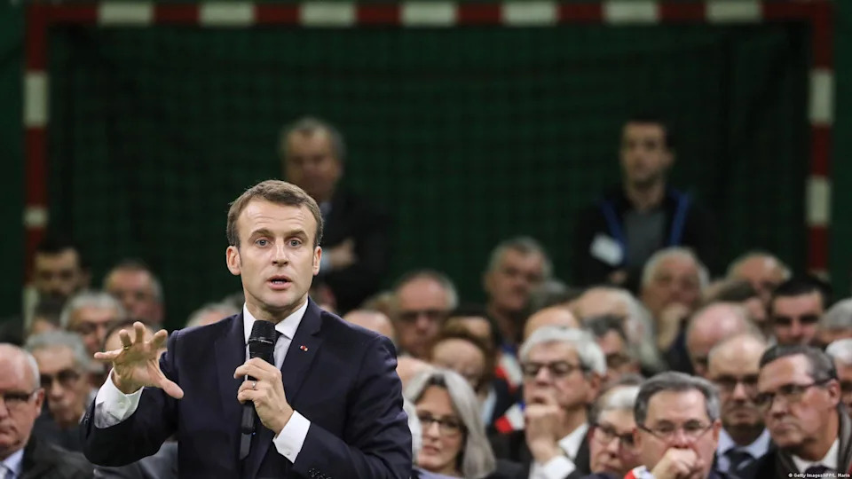 'Grand debate' - In response to the "yellow vest" protests, Macron launched a series of town hall discussions where he said he would hear the concerns of the French. His first was on January 15 in the northern town of Grand Bourgtheroulde, where around 600 mayors from the Normandy region gathered to raise complaints from their constituents.<span class="copyright">Getty Images/AFP/L. Marin</span>