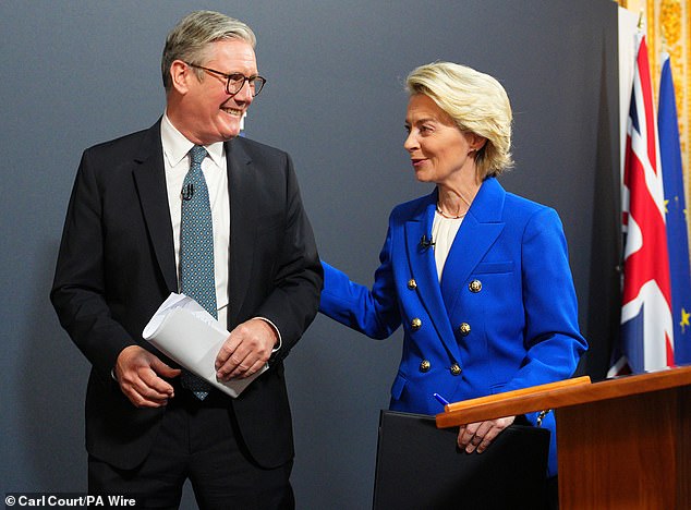 The Prime Minister and European Commission President Ursula von der Leyen struck a new agreement in May that Sir Keir claimed would 'move on' from past spats