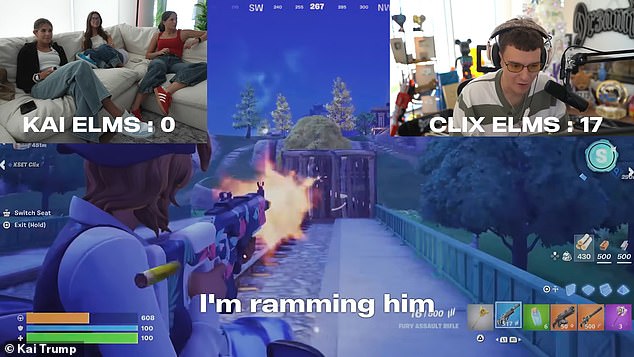 Kai Trump learns to play the video game Fortnite with 'Clix' a popular gamer streamer