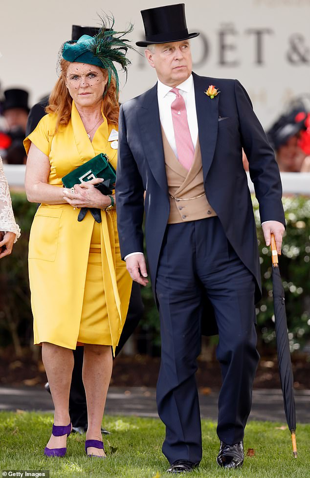 The King was 'gravely concerned' that the future of the monarchy was at stake unless he acted decisively to banish his beleaguered brother (pictured with his ex-wife Sarah Ferguson at Ascot in 2019), the Daily Mail understands