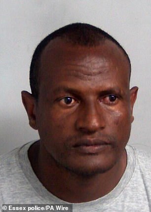 Ethiopian migrant Hadush Kebatu (pictured) was mistakenly freed from HMP Chelmsford just four weeks after being sentenced for sexually assaulting a 14-year-old girl and a woman in Epping while being housed at an asylum seeker hotel