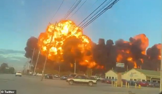 The explosion caused a fire to spread out for nearly a mile in Louisville