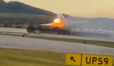 Video shared to social media showed a ball of fire emanating from the center of the plane just moments after it departed the runway on Tuesday