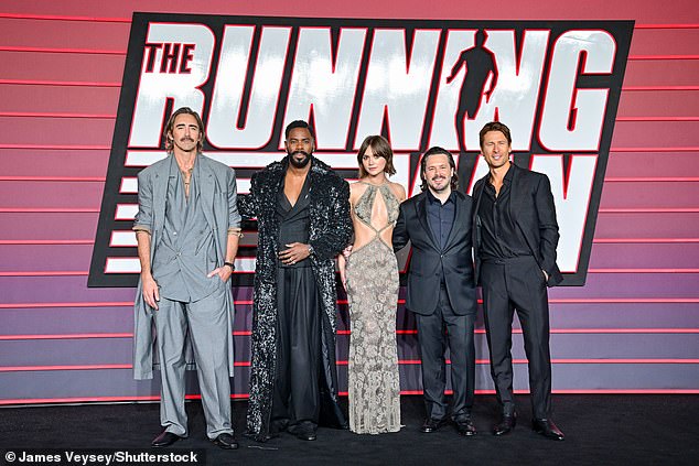 Lee Pace, Colman Domingo, Emilia Jones, Edgar Wright and Glen Powell pictured