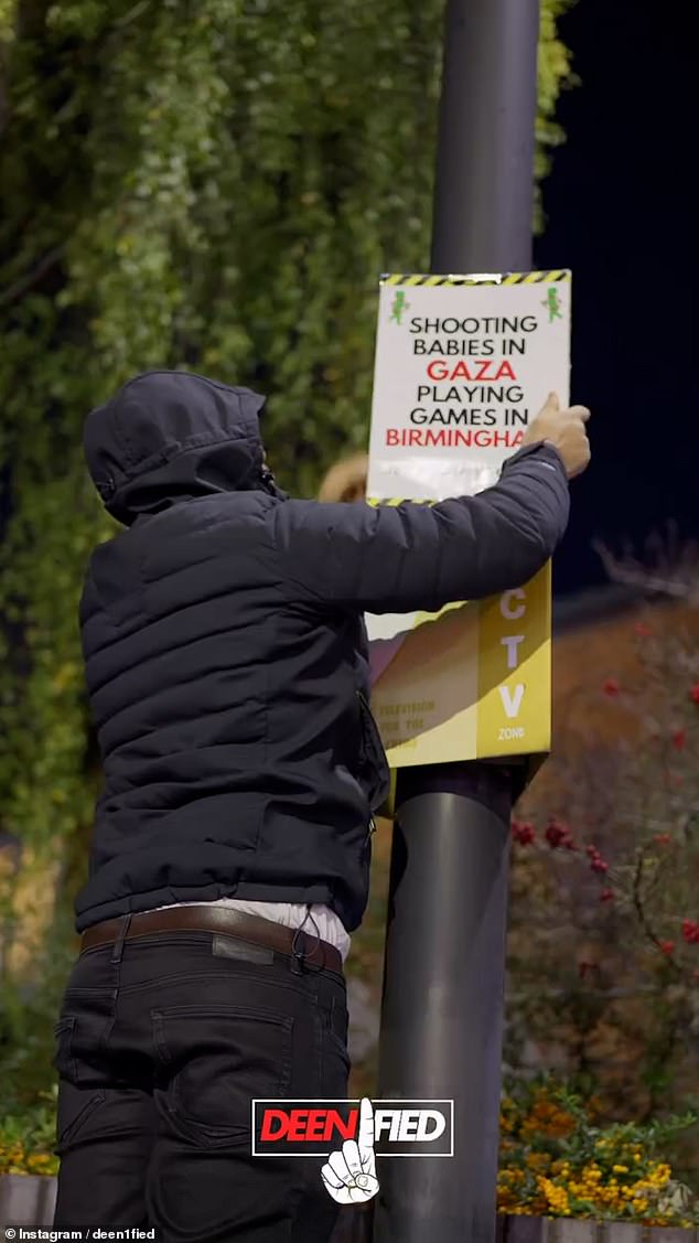 Gangs of masked Muslim protesters have posted 'Zionists not welcome' signs around Birmingham just hours before Aston Villa 's clash against Maccabi Tel Aviv, amid fears of mob violence spilling out onto streets and Jewish fans being 'hunted down'