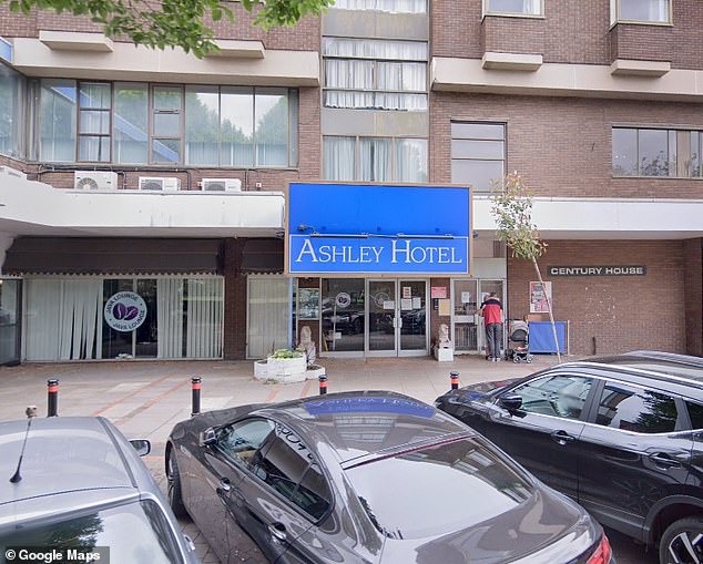 Izalden Alshaik Suleman, 32, was detained on alleged child sex offences by the National Crime Agency on October 17 at the Britannia Ashley Hotel in Hale, Greater Manchester (pictured) where he was staying at taxpayers' expense after the German authorities issued a European arrest warrant