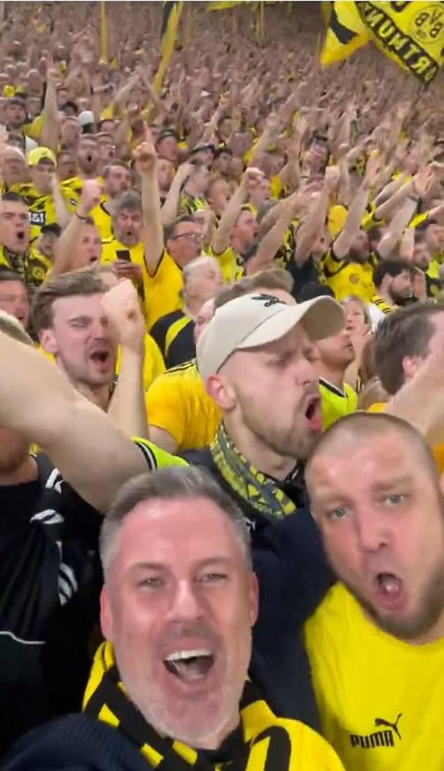 In 2024, Carragher spent a boozy night in Dortmund's yellow wall at the Bundesliga outfit's semi-final against Paris Saint-Germain