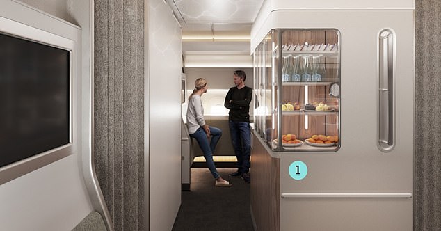 The A350 'cabins of the future' will include a 'wellbeing zone' accessible to all passengers