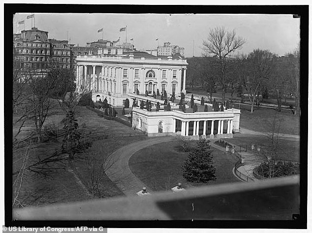 This picture of the White House is from 1916-1919, before the East Wing and other large renovations to the building had taken place