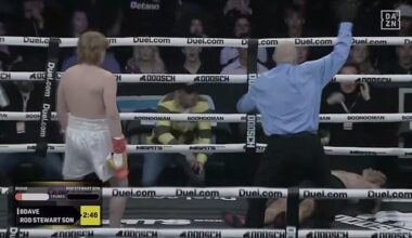 Rod Stewart's son Sean (bottom right) was knocked out within 15 secs of his boxing debut
