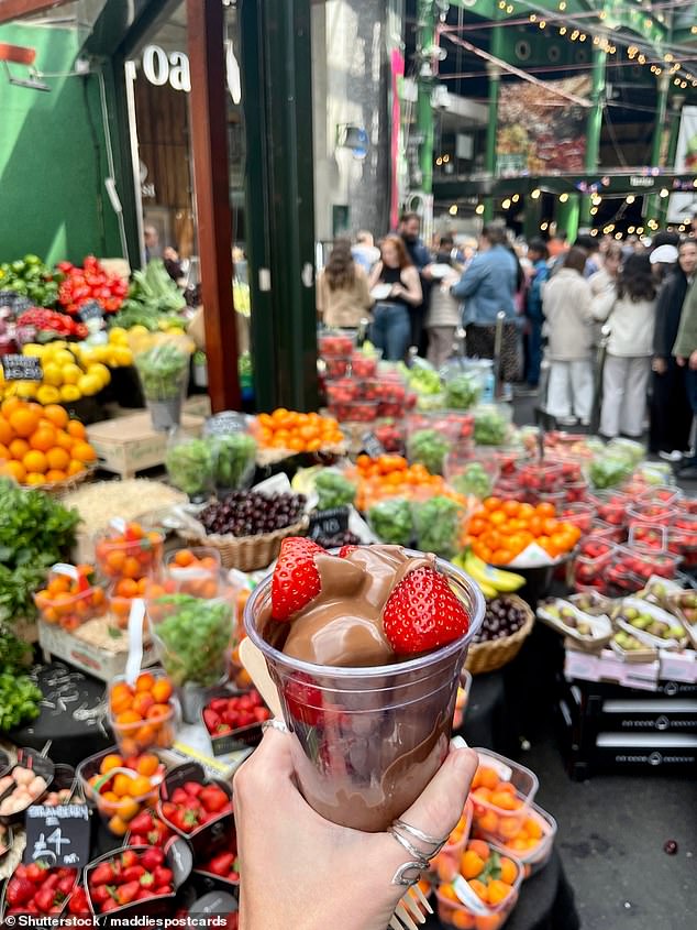 Pictured: Viral chocolate covered strawberries in London's Borough Market