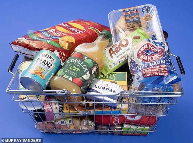 In average weekly shopping basket, like the MoS one pictured, 61.5 per cent of what we’re buying counts as ultra-processed food, or UPF – defined as industrially produced and containing artificial ingredients