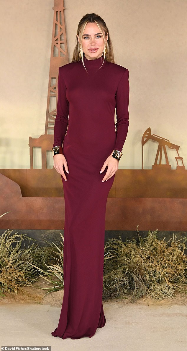 Meanwhile designer and former Made in Chelsea star Kimberley Garner, 34, opted for burgundy also