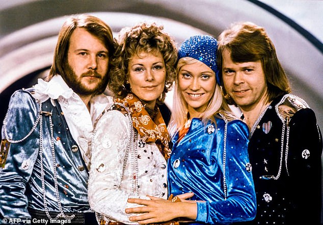 The iconic band, whose international fame was solidified by their victory at the 1974 Eurovision Song Contest with the song Waterloo, was comprised of two married couples: Björn and Agnetha Fältskog, and Benny and Anni-Frid Lyngstad (pictured in 1974)