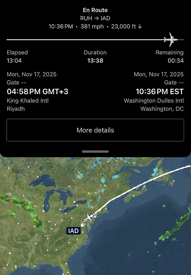 Fans eagerly tracked Ronaldo's flight from Riyadh to Washington FC on Monday evening