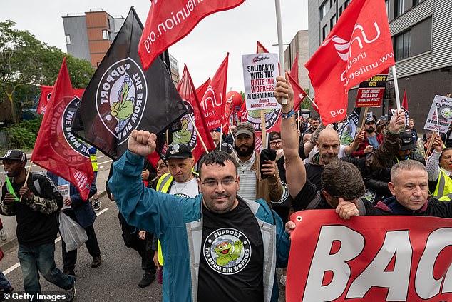 Pictured: Refuse workers marching in Birmingham earlier this year